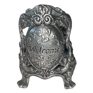 Vintage Carson Welcome Large Round Jar Pillar Candle Holder 1997